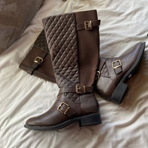 Torrid Quilted Strappy Knee High Boot- Wide Width Wide Calve Size 9W